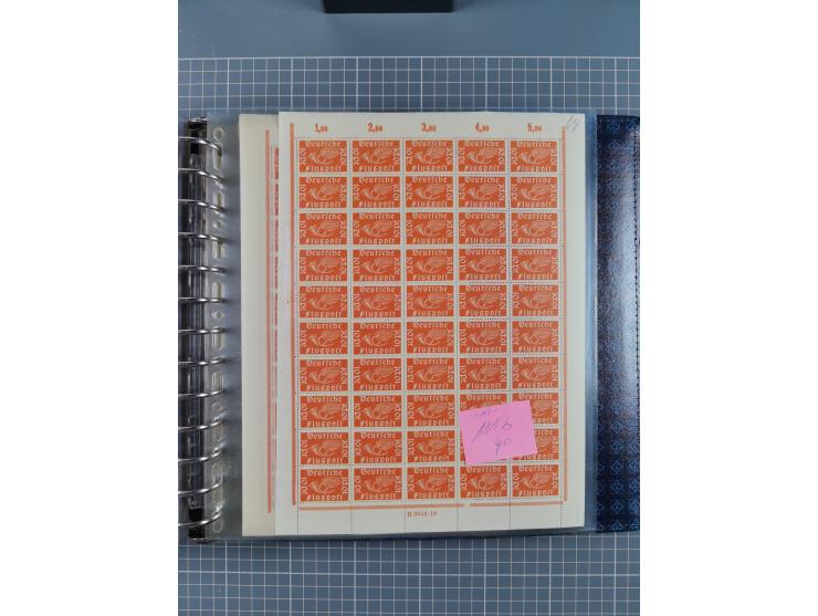 1900/23, reichhaltige und umfangreiche Bogensammlung in 9 Alben, vielfach spezialisiert nach Plattennummern, Farben und Typen