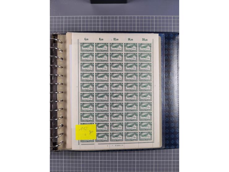 1900/23, reichhaltige und umfangreiche Bogensammlung in 9 Alben, vielfach spezialisiert nach Plattennummern, Farben und Typen