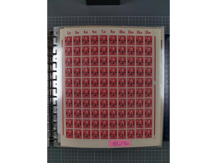 1900/23, reichhaltige und umfangreiche Bogensammlung in 9 Alben, vielfach spezialisiert nach Plattennummern, Farben und Typen