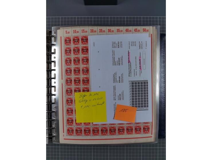 1900/23, reichhaltige und umfangreiche Bogensammlung in 9 Alben, vielfach spezialisiert nach Plattennummern, Farben und Typen