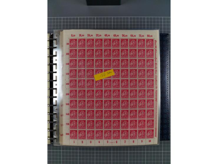 1900/23, reichhaltige und umfangreiche Bogensammlung in 9 Alben, vielfach spezialisiert nach Plattennummern, Farben und Typen