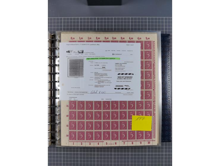 1900/23, reichhaltige und umfangreiche Bogensammlung in 9 Alben, vielfach spezialisiert nach Plattennummern, Farben und Typen