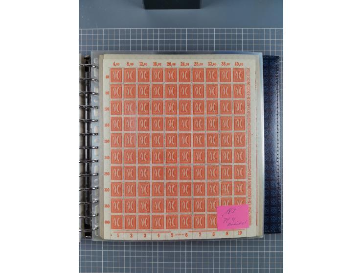 1900/23, reichhaltige und umfangreiche Bogensammlung in 9 Alben, vielfach spezialisiert nach Plattennummern, Farben und Typen