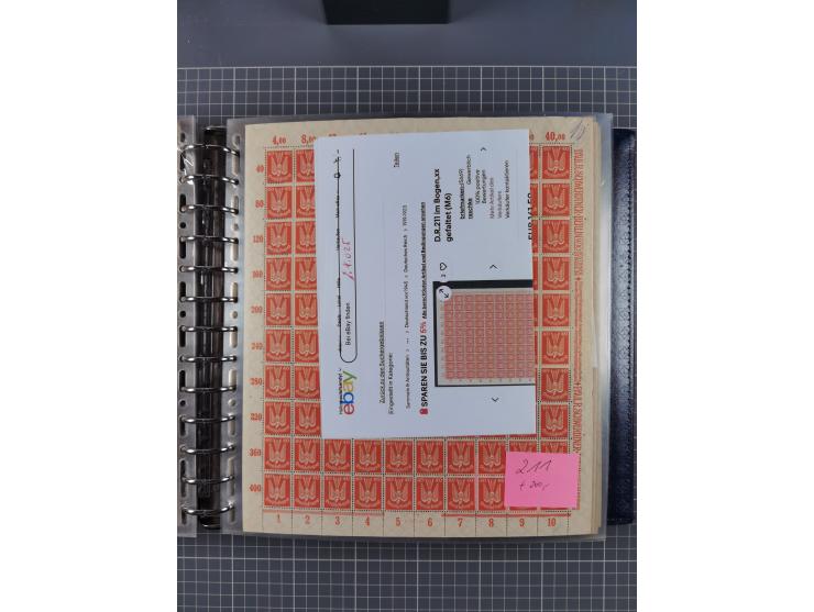 1900/23, reichhaltige und umfangreiche Bogensammlung in 9 Alben, vielfach spezialisiert nach Plattennummern, Farben und Typen