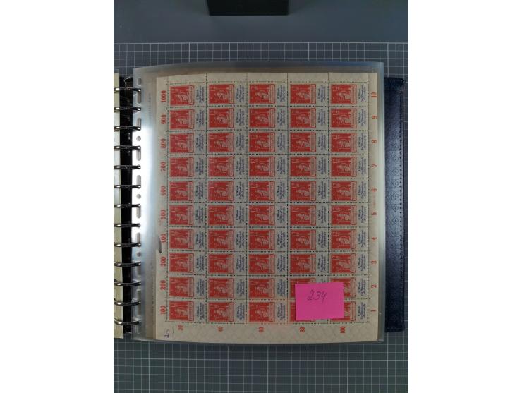 1900/23, reichhaltige und umfangreiche Bogensammlung in 9 Alben, vielfach spezialisiert nach Plattennummern, Farben und Typen