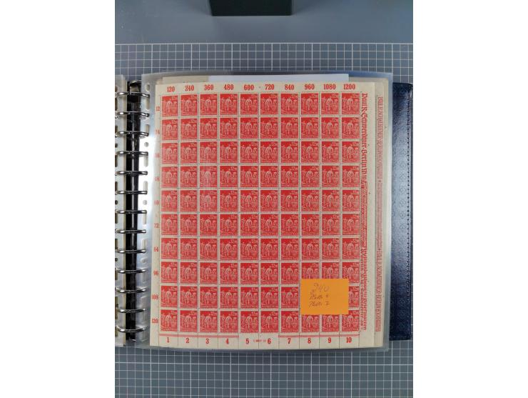 1900/23, reichhaltige und umfangreiche Bogensammlung in 9 Alben, vielfach spezialisiert nach Plattennummern, Farben und Typen