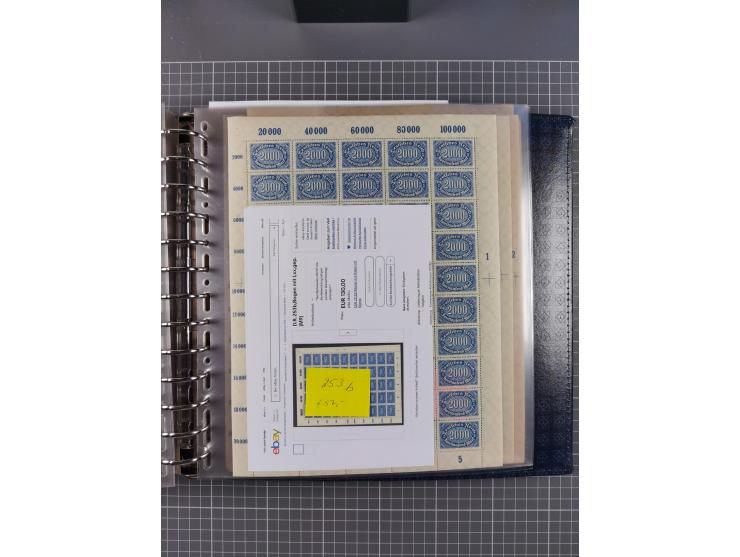 1900/23, reichhaltige und umfangreiche Bogensammlung in 9 Alben, vielfach spezialisiert nach Plattennummern, Farben und Typen