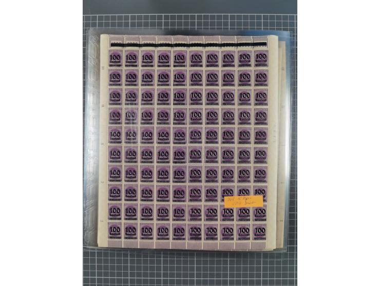 1923, OPD-Bogen, Sammlung von rund 70 Stück, einige mehrfach, dabei u. A. 333AW (Frankfurt) und 335B (Breslau und Stuttgart).