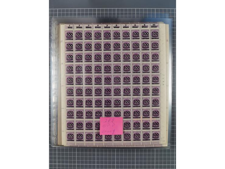 1923, OPD-Bogen, Sammlung von rund 70 Stück, einige mehrfach, dabei u. A. 333AW (Frankfurt) und 335B (Breslau und Stuttgart).