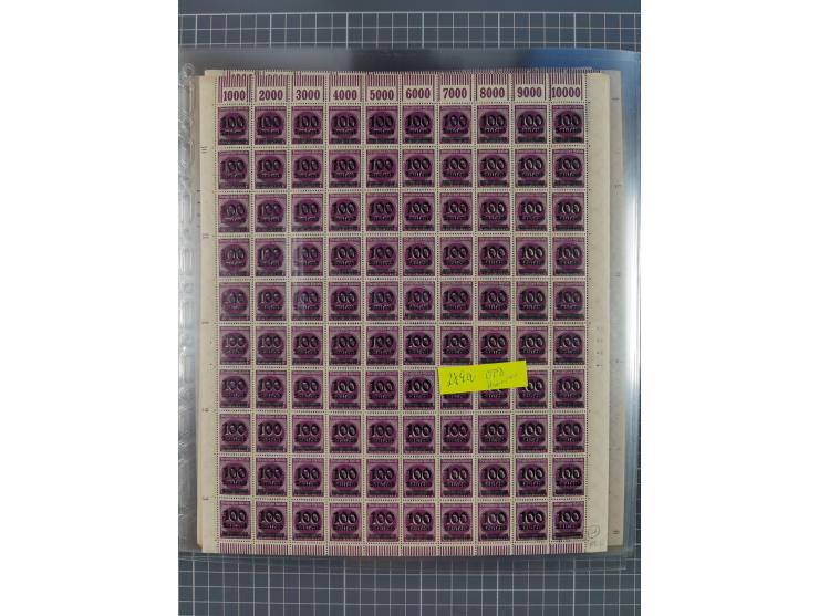 1923, OPD-Bogen, Sammlung von rund 70 Stück, einige mehrfach, dabei u. A. 333AW (Frankfurt) und 335B (Breslau und Stuttgart).