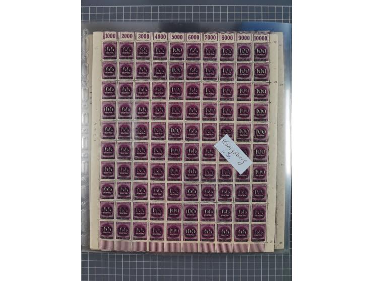 1923, OPD-Bogen, Sammlung von rund 70 Stück, einige mehrfach, dabei u. A. 333AW (Frankfurt) und 335B (Breslau und Stuttgart).