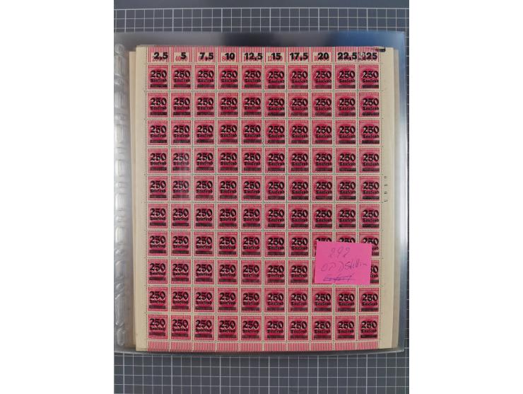 1923, OPD-Bogen, Sammlung von rund 70 Stück, einige mehrfach, dabei u. A. 333AW (Frankfurt) und 335B (Breslau und Stuttgart).