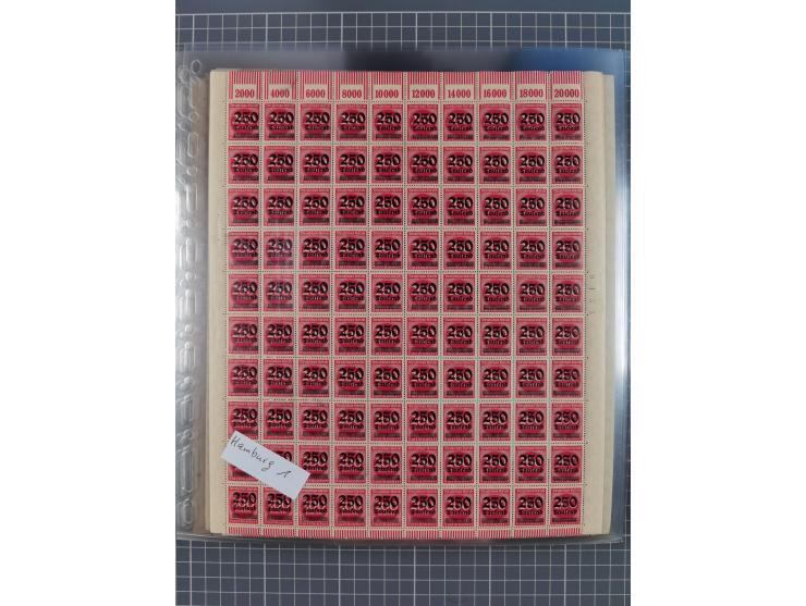 1923, OPD-Bogen, Sammlung von rund 70 Stück, einige mehrfach, dabei u. A. 333AW (Frankfurt) und 335B (Breslau und Stuttgart).