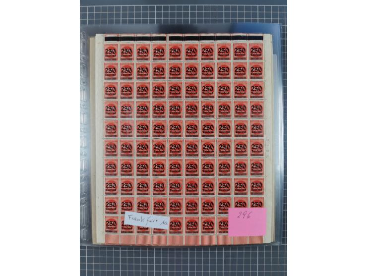 1923, OPD-Bogen, Sammlung von rund 70 Stück, einige mehrfach, dabei u. A. 333AW (Frankfurt) und 335B (Breslau und Stuttgart).