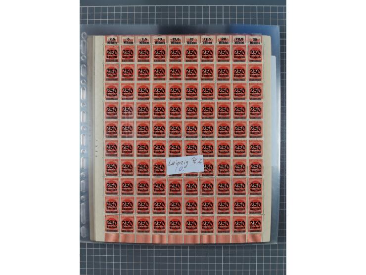 1923, OPD-Bogen, Sammlung von rund 70 Stück, einige mehrfach, dabei u. A. 333AW (Frankfurt) und 335B (Breslau und Stuttgart).