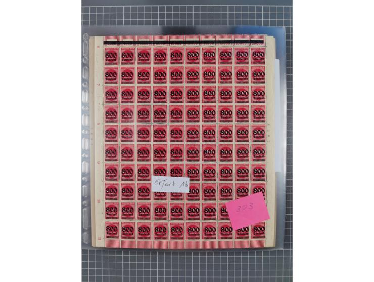 1923, OPD-Bogen, Sammlung von rund 70 Stück, einige mehrfach, dabei u. A. 333AW (Frankfurt) und 335B (Breslau und Stuttgart).