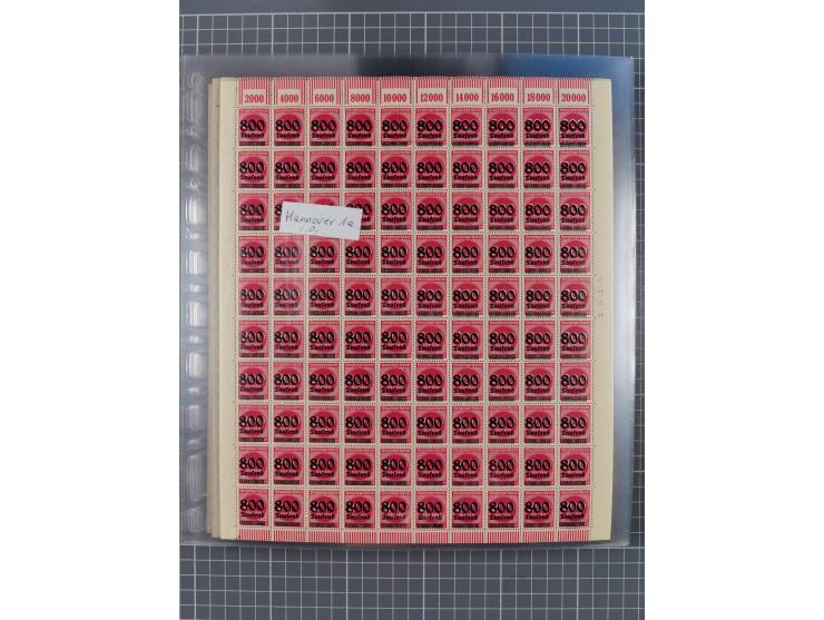 1923, OPD-Bogen, Sammlung von rund 70 Stück, einige mehrfach, dabei u. A. 333AW (Frankfurt) und 335B (Breslau und Stuttgart).