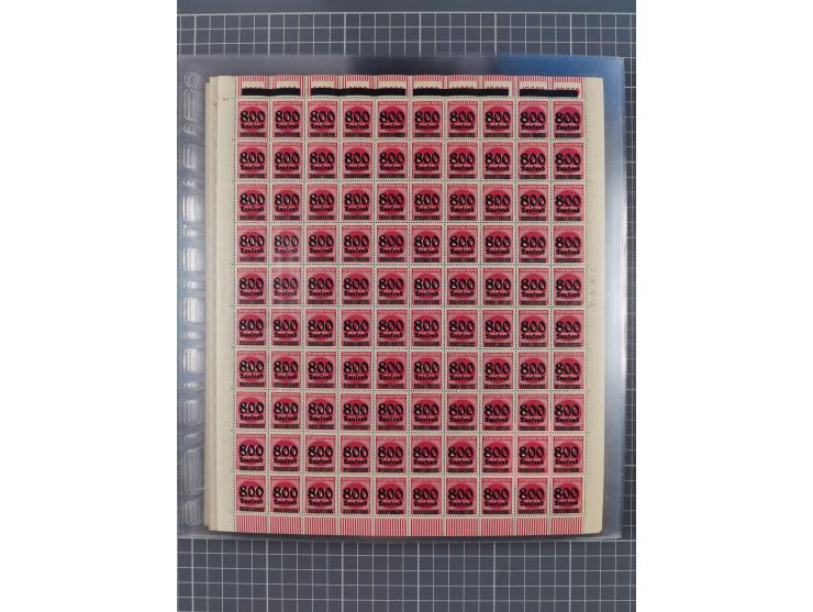 1923, OPD-Bogen, Sammlung von rund 70 Stück, einige mehrfach, dabei u. A. 333AW (Frankfurt) und 335B (Breslau und Stuttgart).