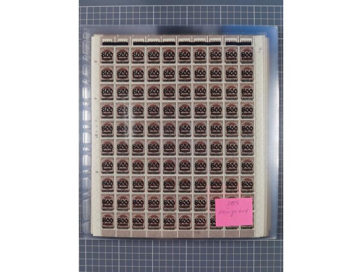 1923, OPD-Bogen, Sammlung von rund 70 Stück, einige mehrfach, dabei u. A. 333AW (Frankfurt) und 335B (Breslau und Stuttgart).