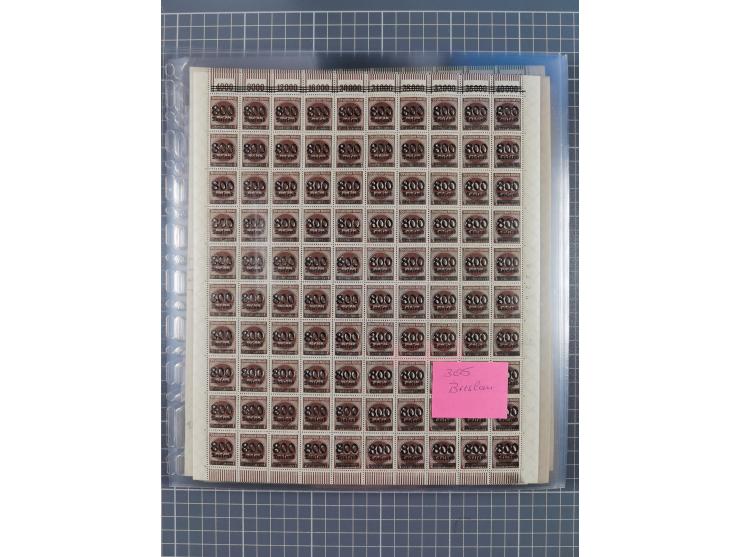 1923, OPD-Bogen, Sammlung von rund 70 Stück, einige mehrfach, dabei u. A. 333AW (Frankfurt) und 335B (Breslau und Stuttgart).