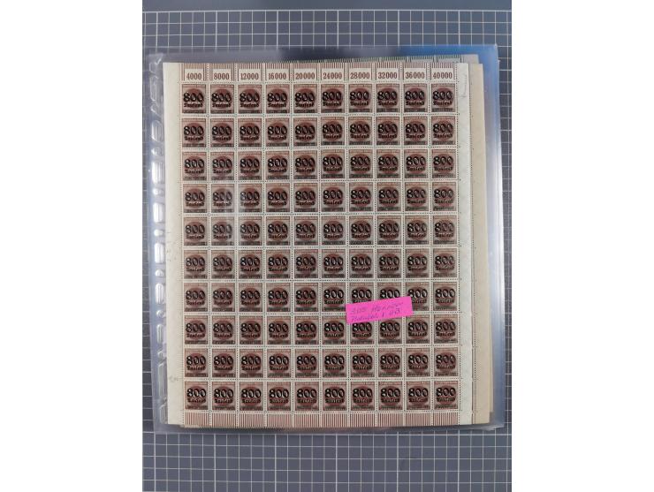 1923, OPD-Bogen, Sammlung von rund 70 Stück, einige mehrfach, dabei u. A. 333AW (Frankfurt) und 335B (Breslau und Stuttgart).