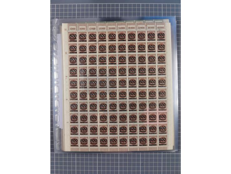 1923, OPD-Bogen, Sammlung von rund 70 Stück, einige mehrfach, dabei u. A. 333AW (Frankfurt) und 335B (Breslau und Stuttgart).