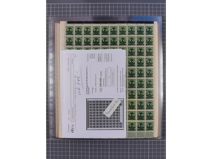 1923, OPD-Bogen, Sammlung von rund 70 Stück, einige mehrfach, dabei u. A. 333AW (Frankfurt) und 335B (Breslau und Stuttgart).