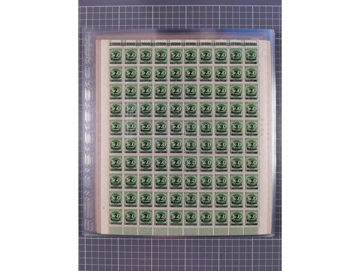 1923, OPD-Bogen, Sammlung von rund 70 Stück, einige mehrfach, dabei u. A. 333AW (Frankfurt) und 335B (Breslau und Stuttgart).