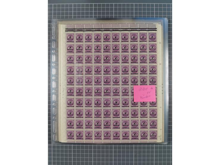 1923, OPD-Bogen, Sammlung von rund 70 Stück, einige mehrfach, dabei u. A. 333AW (Frankfurt) und 335B (Breslau und Stuttgart).