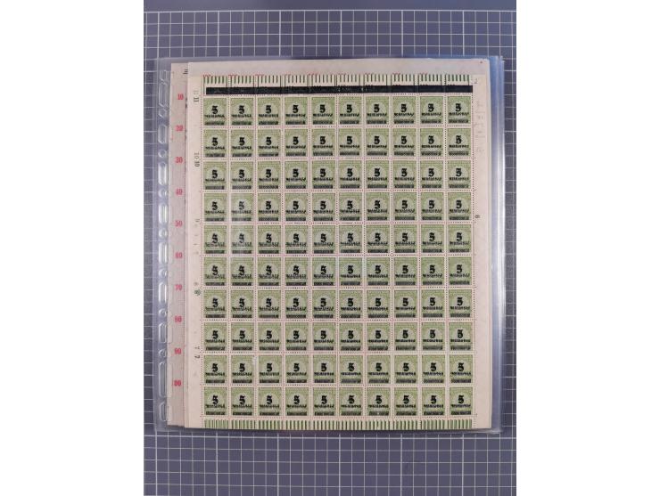 1923, OPD-Bogen, Sammlung von rund 70 Stück, einige mehrfach, dabei u. A. 333AW (Frankfurt) und 335B (Breslau und Stuttgart).