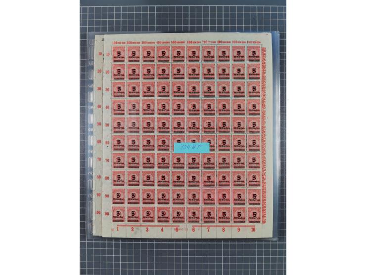 1923, OPD-Bogen, Sammlung von rund 70 Stück, einige mehrfach, dabei u. A. 333AW (Frankfurt) und 335B (Breslau und Stuttgart).