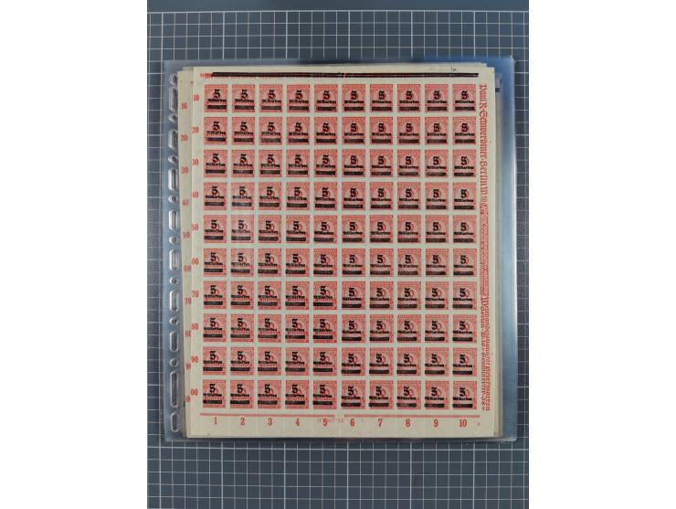 1923, OPD-Bogen, Sammlung von rund 70 Stück, einige mehrfach, dabei u. A. 333AW (Frankfurt) und 335B (Breslau und Stuttgart).