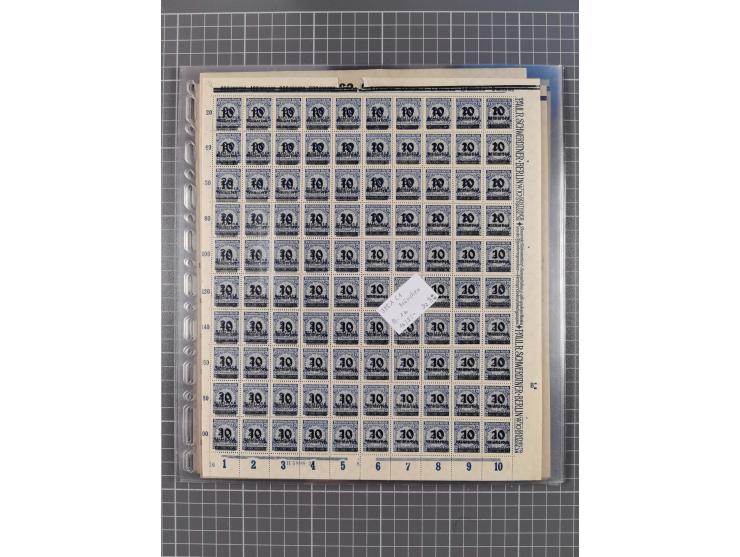 1923, OPD-Bogen, Sammlung von rund 70 Stück, einige mehrfach, dabei u. A. 333AW (Frankfurt) und 335B (Breslau und Stuttgart).
