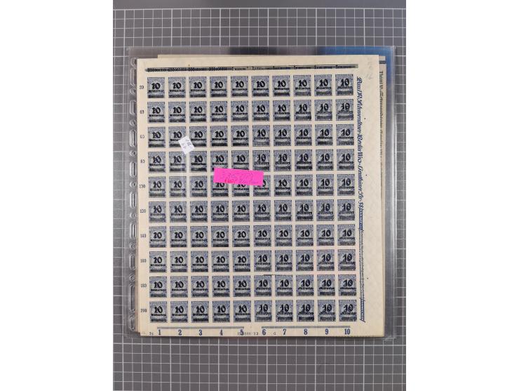 1923, OPD-Bogen, Sammlung von rund 70 Stück, einige mehrfach, dabei u. A. 333AW (Frankfurt) und 335B (Breslau und Stuttgart).