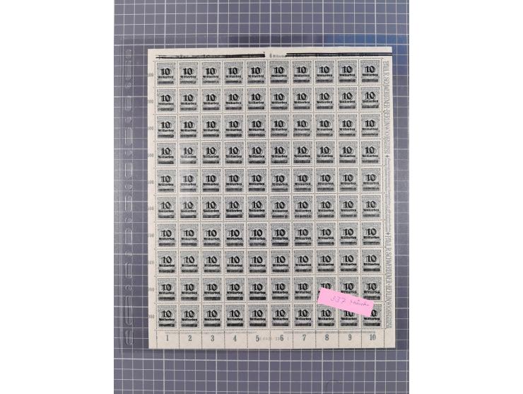 1923, OPD-Bogen, Sammlung von rund 70 Stück, einige mehrfach, dabei u. A. 333AW (Frankfurt) und 335B (Breslau und Stuttgart).