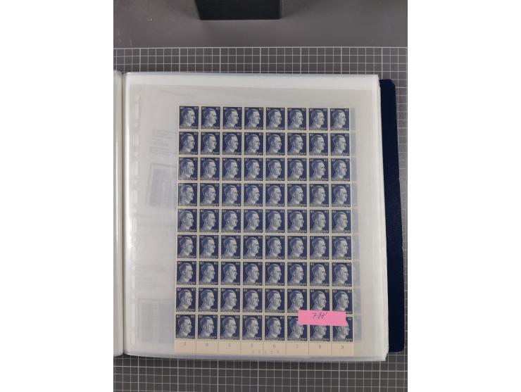 1912/45, kleine Partie Bogen, dabei Mi. I, 110b mit Plattenfehler I, 909-910, Einheitsgeberbogen, etc.