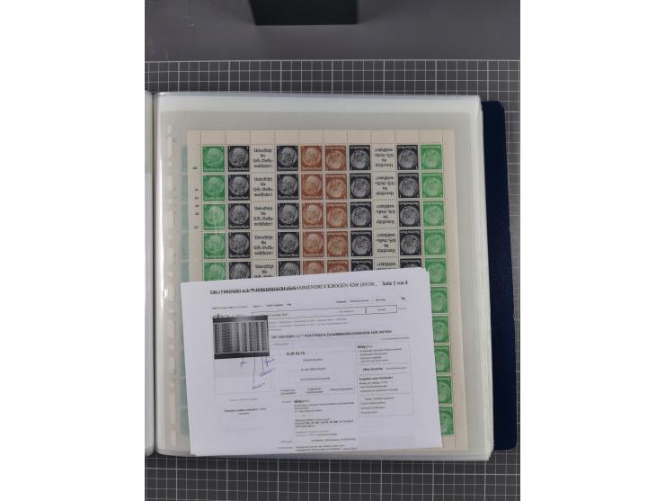 1912/45, kleine Partie Bogen, dabei Mi. I, 110b mit Plattenfehler I, 909-910, Einheitsgeberbogen, etc.