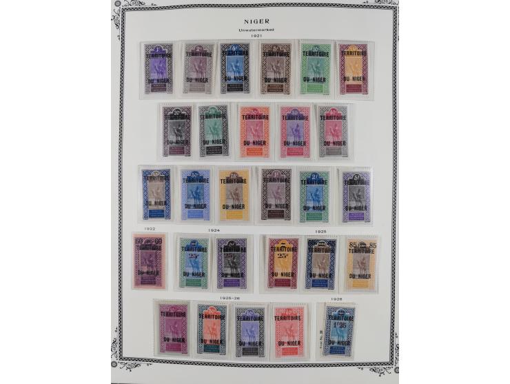 1921/1944, Collection on 11 Scott album leaves, unused and mnh, starting ‘Territoire du Niger’ overprinted issues, air mail i