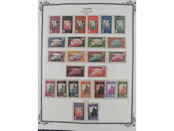 1921/1944, Collection on 11 Scott album leaves, unused and mnh, starting ‘Territoire du Niger’ overprinted issues, air mail i