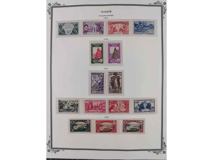 1921/1944, Collection on 11 Scott album leaves, unused and mnh, starting ‘Territoire du Niger’ overprinted issues, air mail i