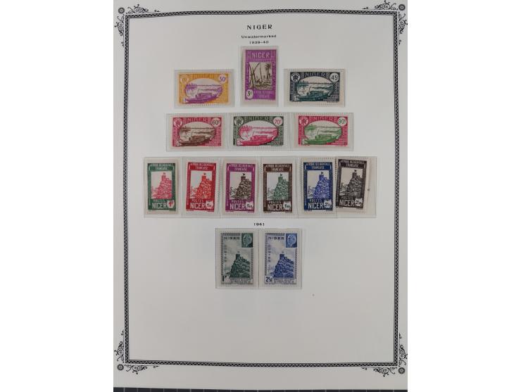 1921/1944, Collection on 11 Scott album leaves, unused and mnh, starting ‘Territoire du Niger’ overprinted issues, air mail i