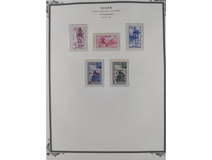 1921/1944, Collection on 11 Scott album leaves, unused and mnh, starting ‘Territoire du Niger’ overprinted issues, air mail i