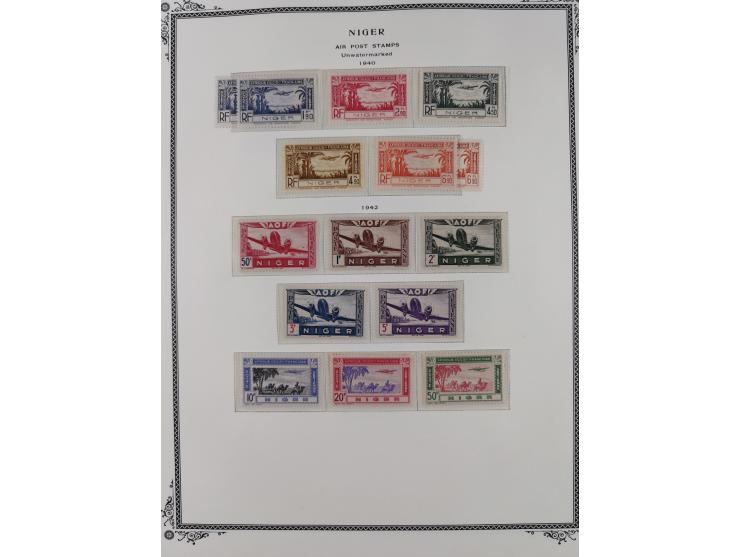1921/1944, Collection on 11 Scott album leaves, unused and mnh, starting ‘Territoire du Niger’ overprinted issues, air mail i