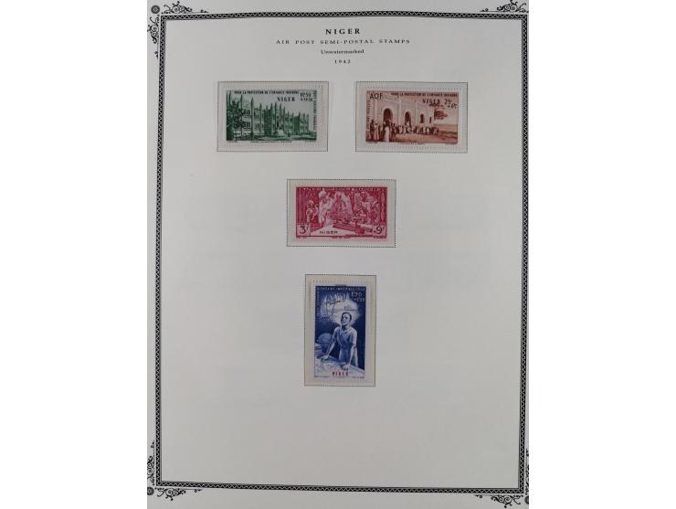 1921/1944, Collection on 11 Scott album leaves, unused and mnh, starting ‘Territoire du Niger’ overprinted issues, air mail i