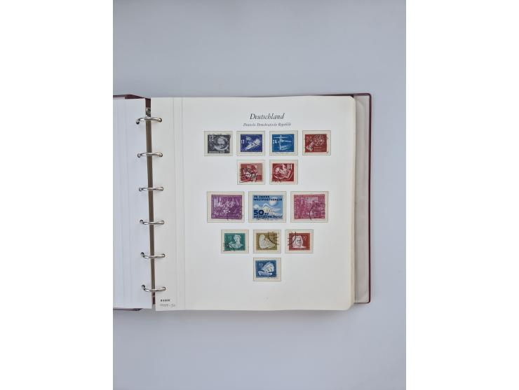 1948/90, in den Hauptnummern augenscheinlich komplette gestempelte Sammlungen Berlin 1948-90 und DDR 1949-90, sowie eine fast