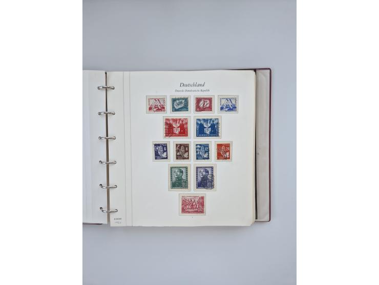 1948/90, in den Hauptnummern augenscheinlich komplette gestempelte Sammlungen Berlin 1948-90 und DDR 1949-90, sowie eine fast