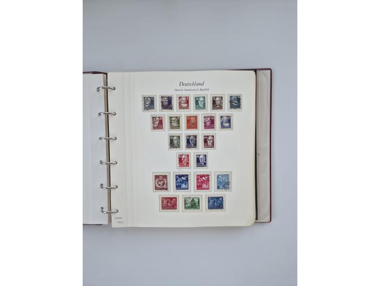 1948/90, in den Hauptnummern augenscheinlich komplette gestempelte Sammlungen Berlin 1948-90 und DDR 1949-90, sowie eine fast