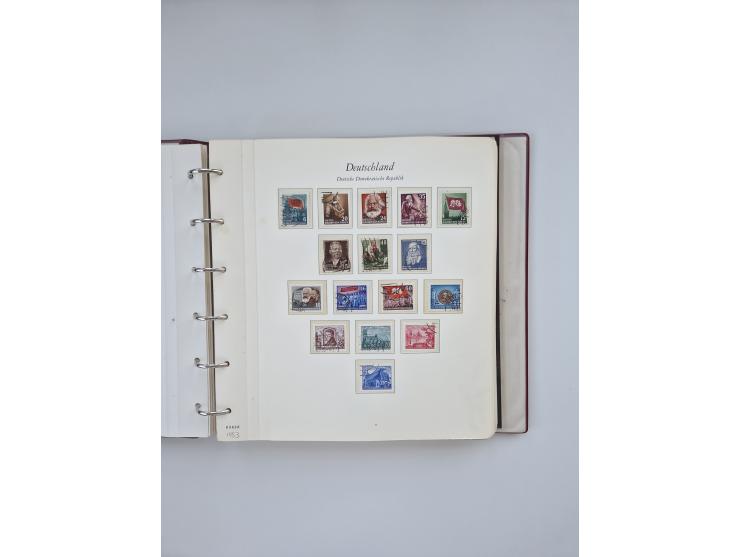 1948/90, in den Hauptnummern augenscheinlich komplette gestempelte Sammlungen Berlin 1948-90 und DDR 1949-90, sowie eine fast