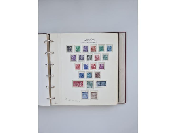 1948/90, in den Hauptnummern augenscheinlich komplette gestempelte Sammlungen Berlin 1948-90 und DDR 1949-90, sowie eine fast