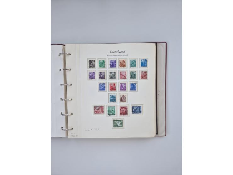 1948/90, in den Hauptnummern augenscheinlich komplette gestempelte Sammlungen Berlin 1948-90 und DDR 1949-90, sowie eine fast